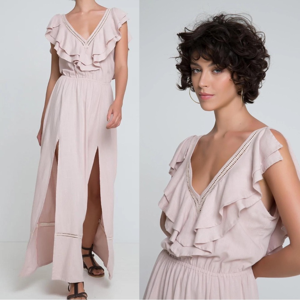 Palma Australia Pink Ruffle Maxi Dress